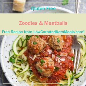 Zoodles & Meatballs ~ A Free Recipe ~ Brought to you by LowCarbAndKetoMeals.com!